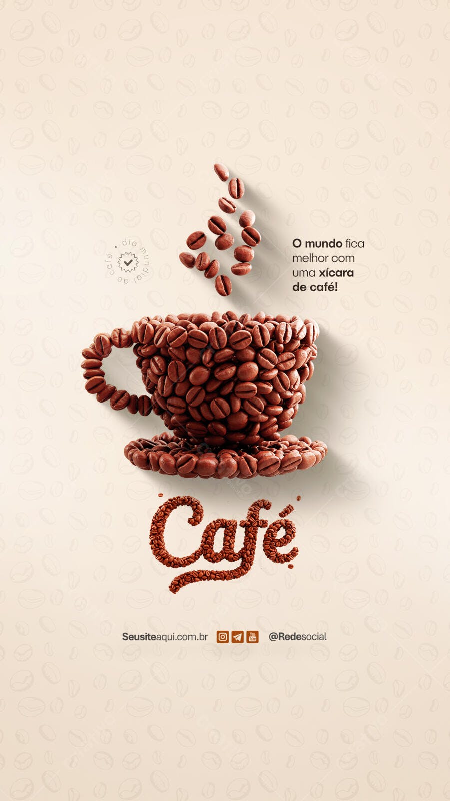 Flyer Dia Internacional do Café PSD Editável