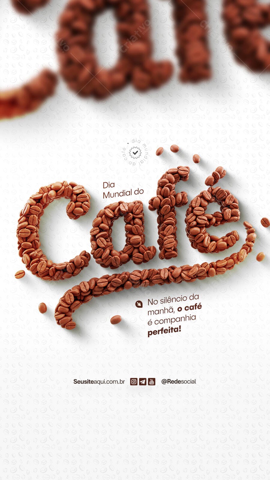 Flyer Dia Mundial do Café com Grãos PSD Editável