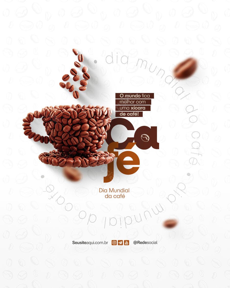Flyer Dia Mundial do Café PSD Editável