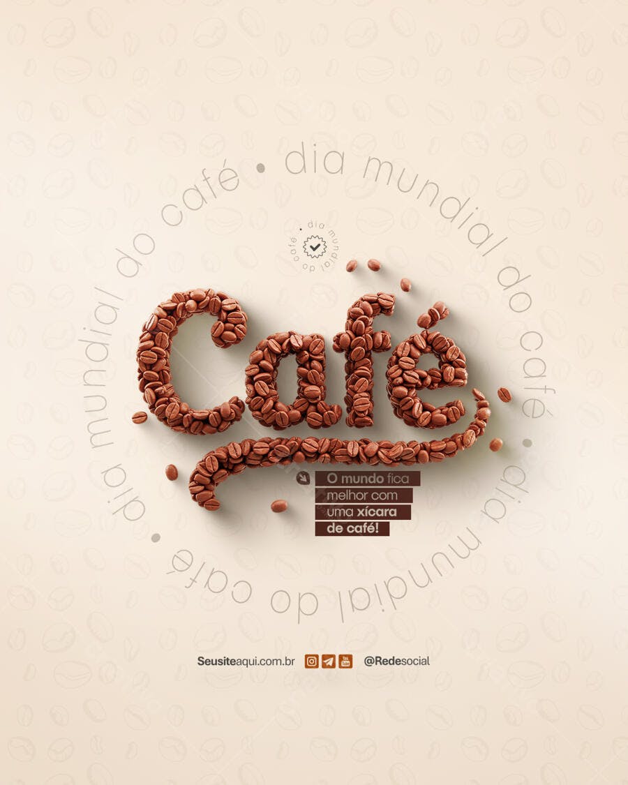 Flyer Dia Mundial do Café PSD Editável