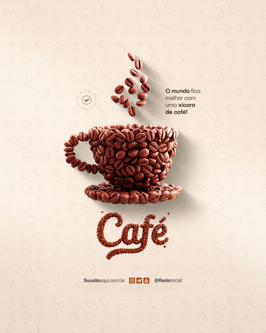 Post de Instagram Dia Internacional do Café PSD Editável