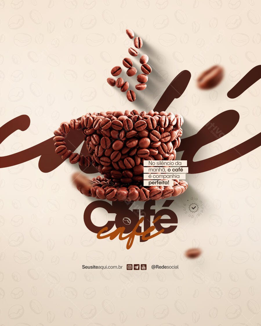 Flyer para Dia Internacional do Café PSD Editável