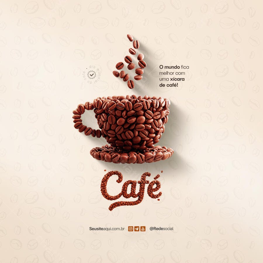 Flyer Dia Internacional do Café PSD Editável