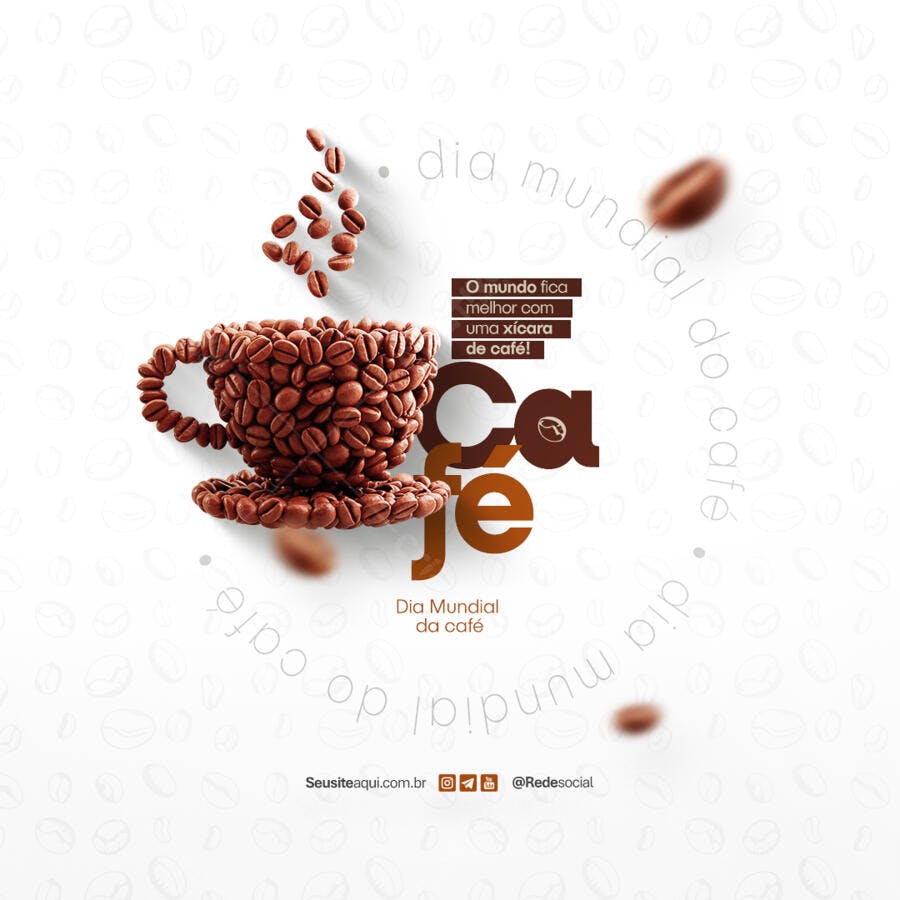 Flyer Dia Mundial do Café PSD Editável