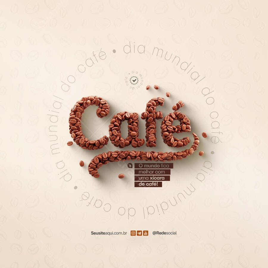 Flyer Dia Mundial do Café PSD Editável