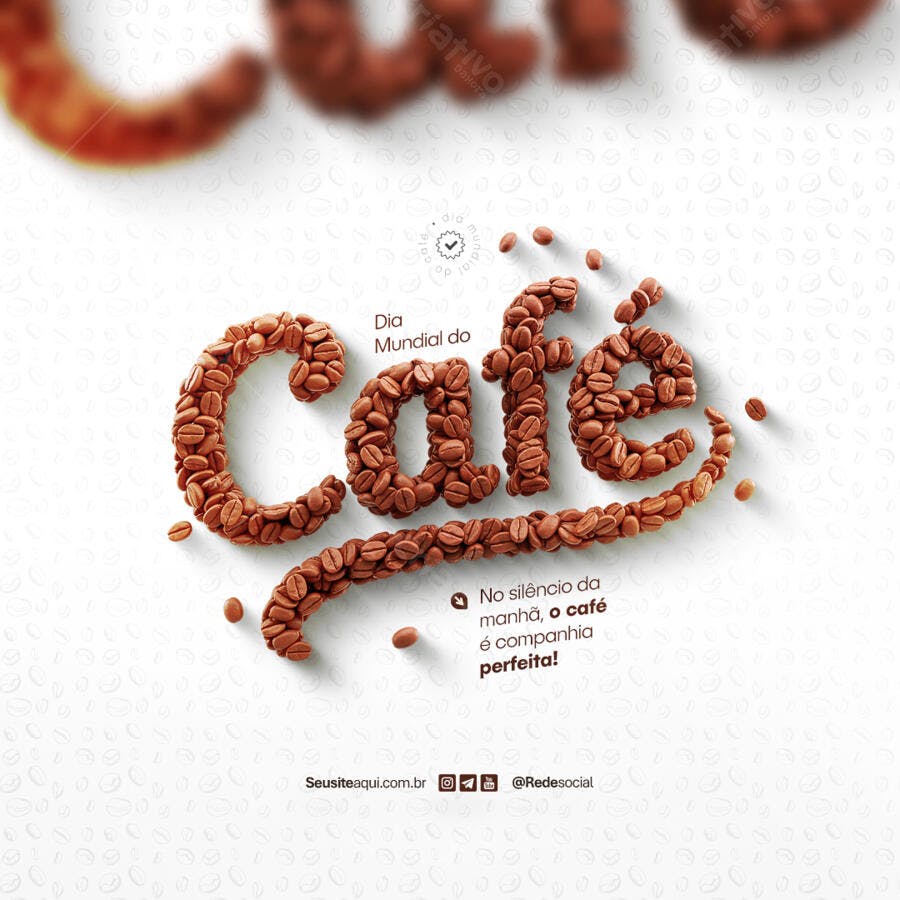 Flyer Dia Mundial do Café PSD Editável