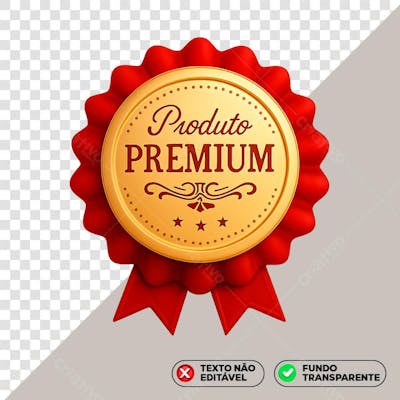 Selo Produto Premium 3D PNG Vermelho
