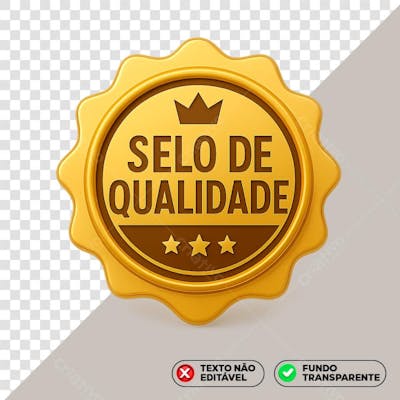 Selo de Qualidade 3D PNG Dourado