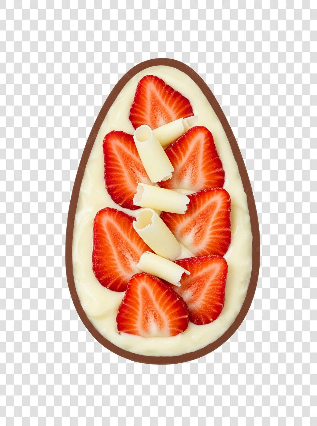 Banner Páscoa Ovo de Chocolate com Morango PNG com fundo transparente