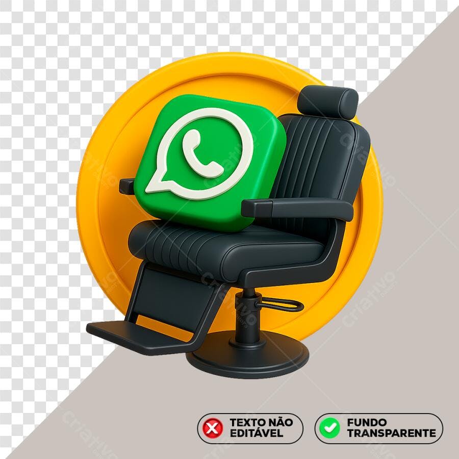 WhatsApp com Cadeira Barbeiro, Fundo Transparente