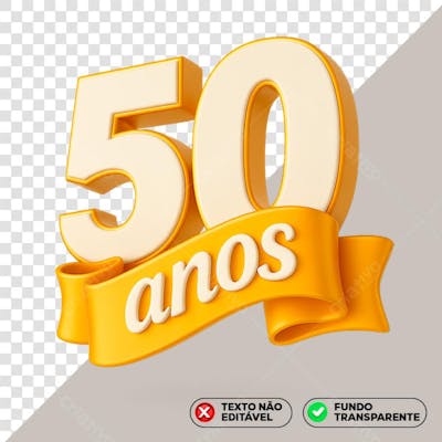Selo 3D 50 anos parabéns aniversário Bodas de Ouro PNG