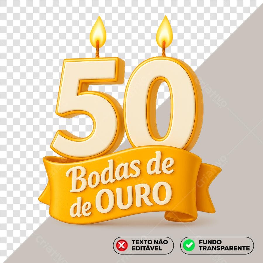Bodas de Ouro 50 anos PNG com fundo transparente