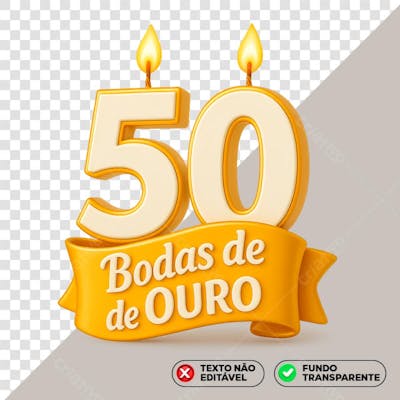 Bodas de Ouro 50 anos parabéns aniversário Dourado
