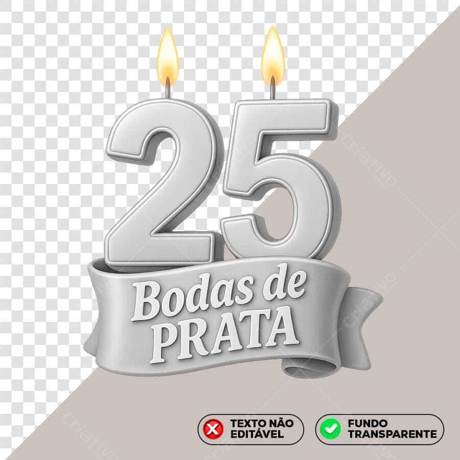 Bodas de Prata 25 anos PNG com fundo transparente
