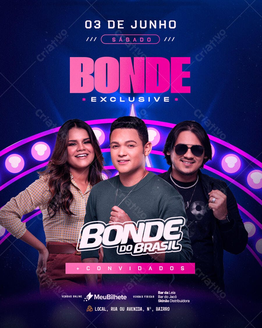 Flyer para Show Bonde do Brasil 03 de Junho PSD Editável