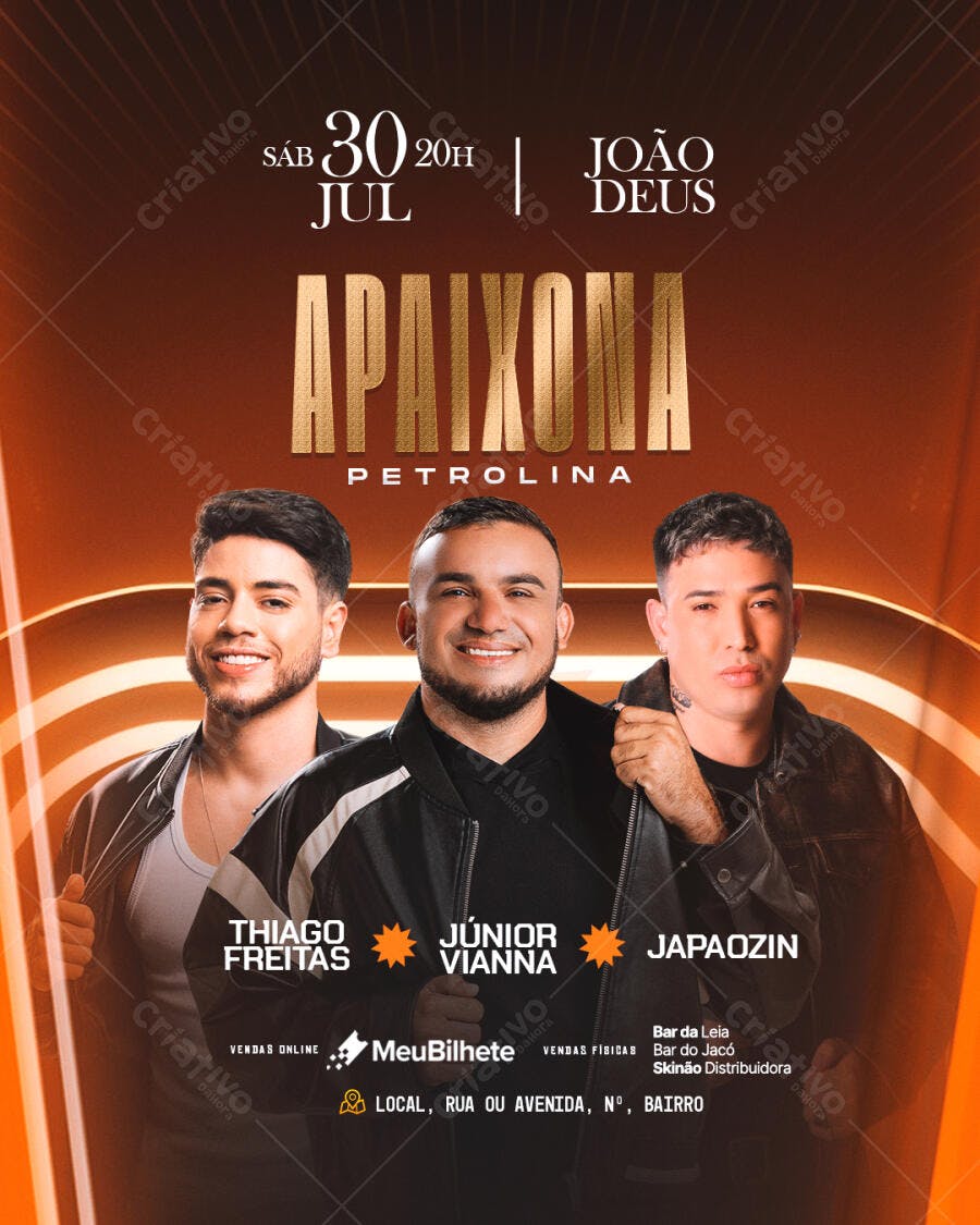 Flyer para Show Apaixonar Petrolina 30 de Julho PSD Editável
