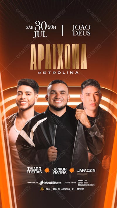FLYER EVENTO APAIXONA PETROLINA STORY PSD EDITÁVEL