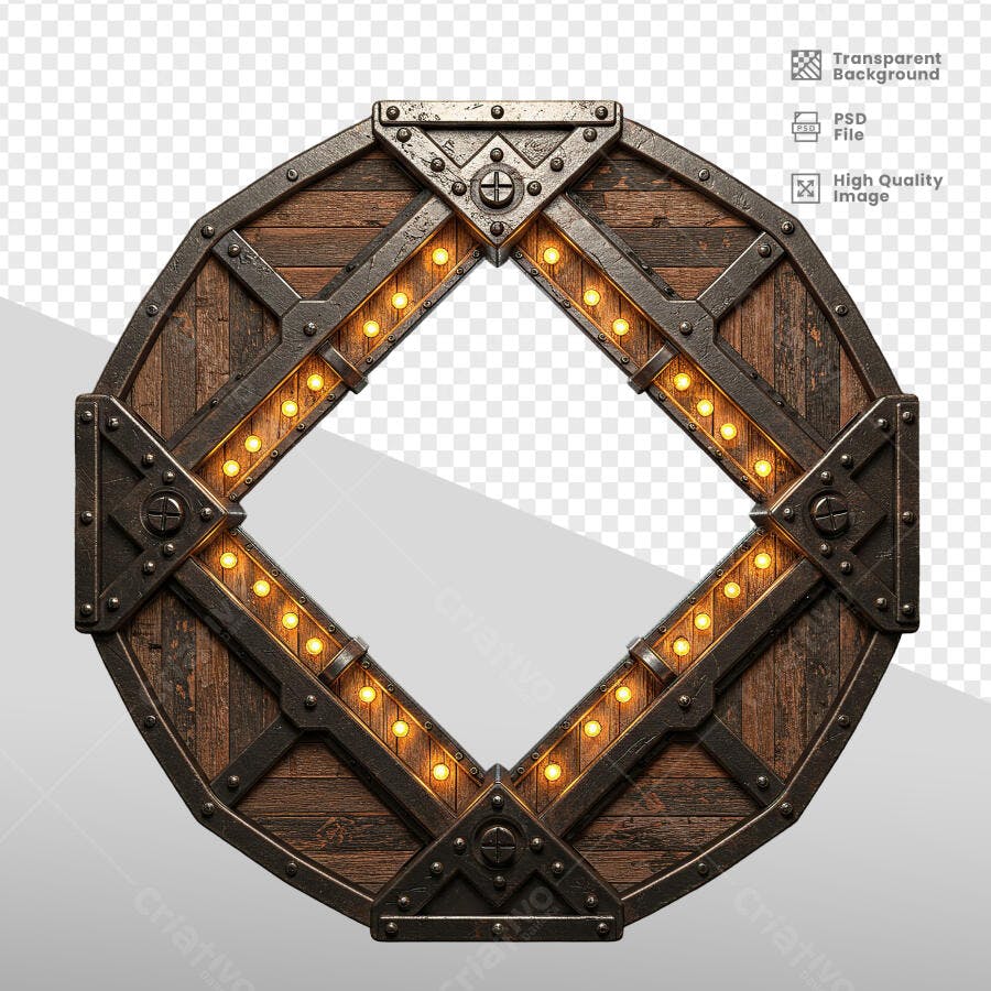 Moldura de Madeira e Metal PSD Editável