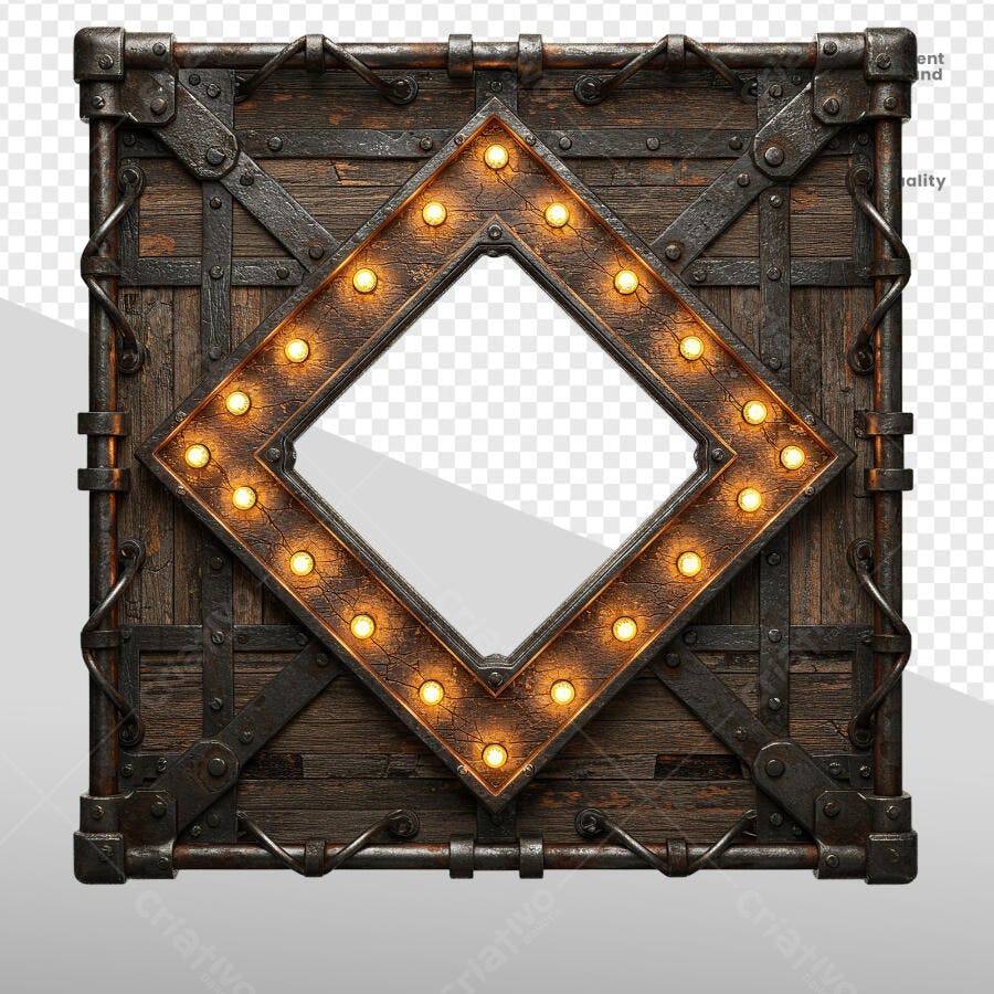 Moldura de Madeira com Luzes PSD Editável