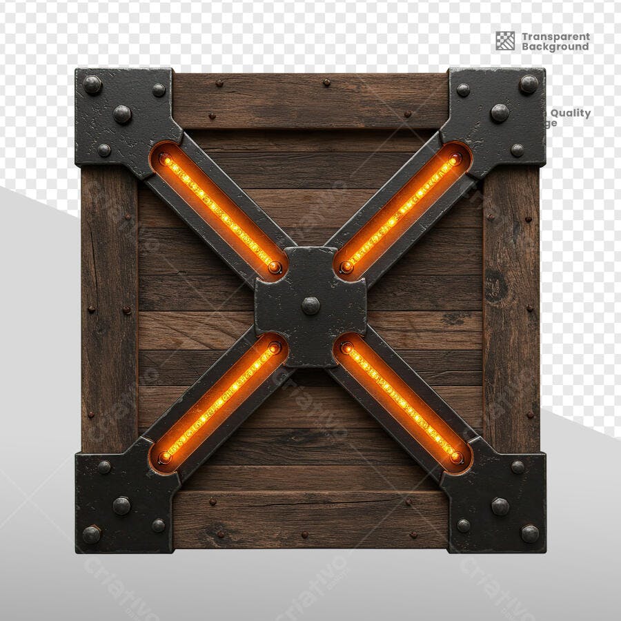 Caixa de Madeira com Iluminação LED PSD Editável