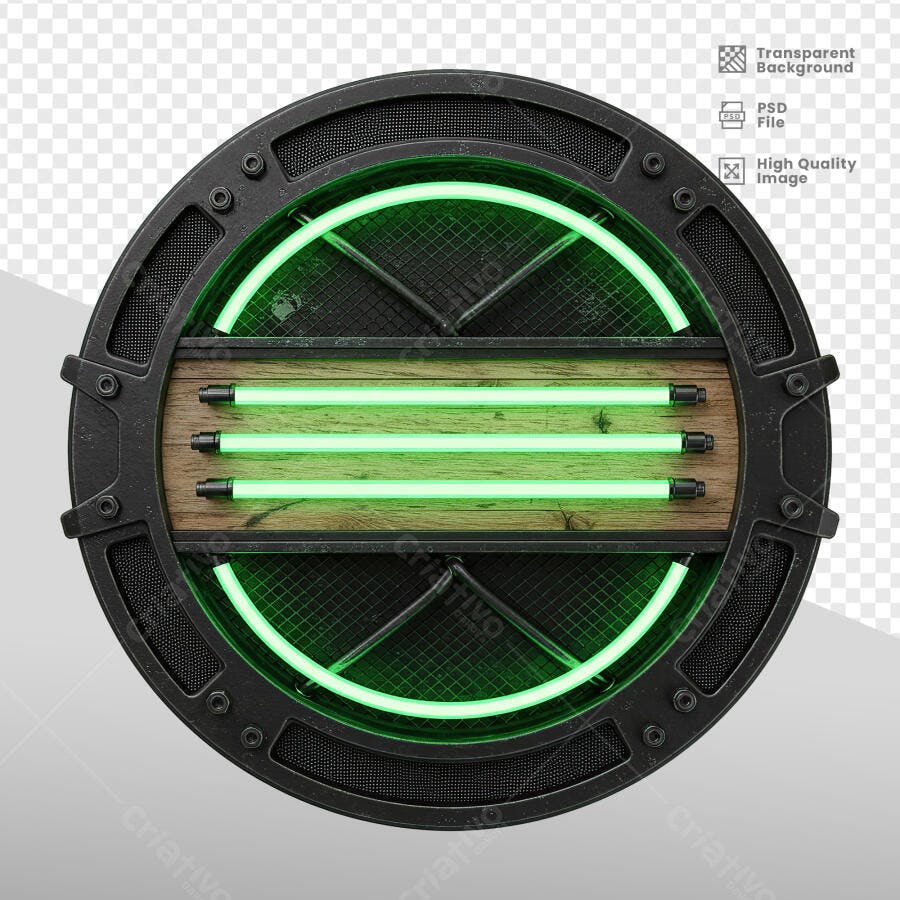 Moldura Circular Neon Verde PSD Editável