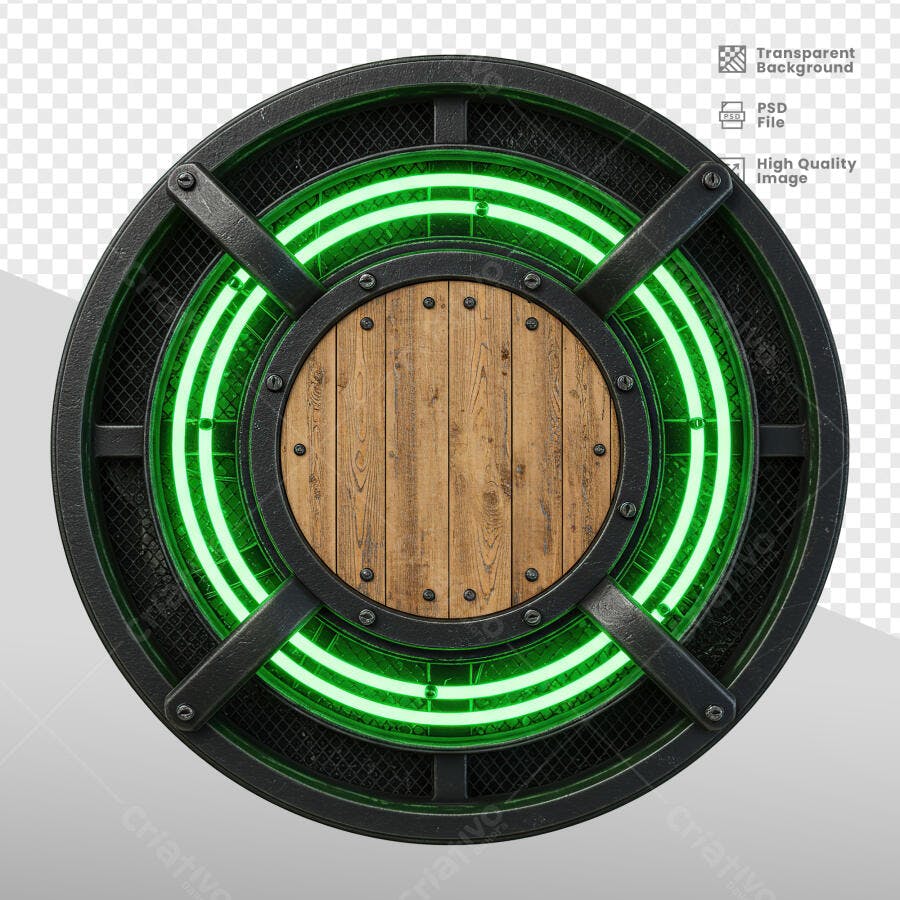 Badge Circular com Luzes Neon PSD Editável