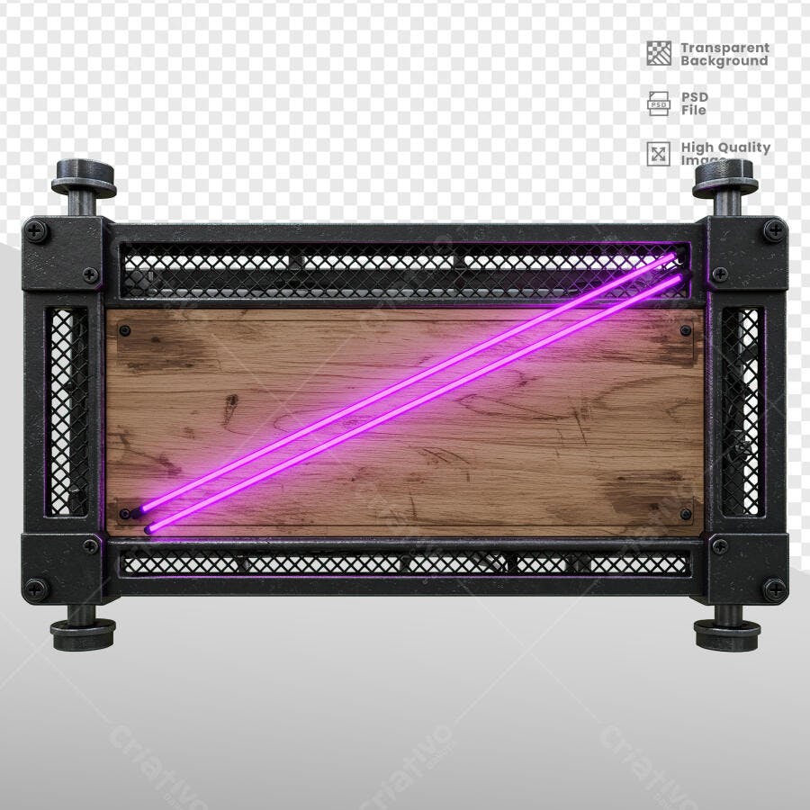 Mockup de Sinalização Neon Industrial PSD Editável