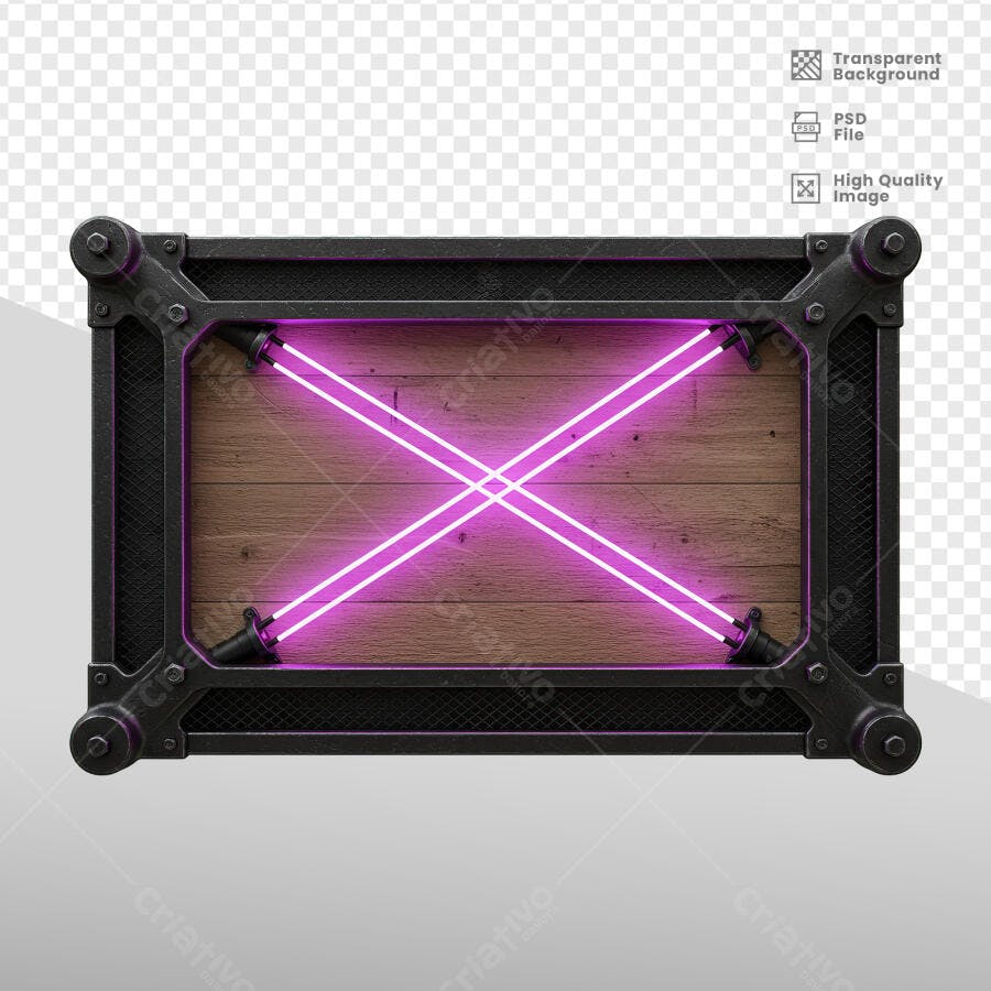 Placa de Neon Rosa para Pub PSD Editável