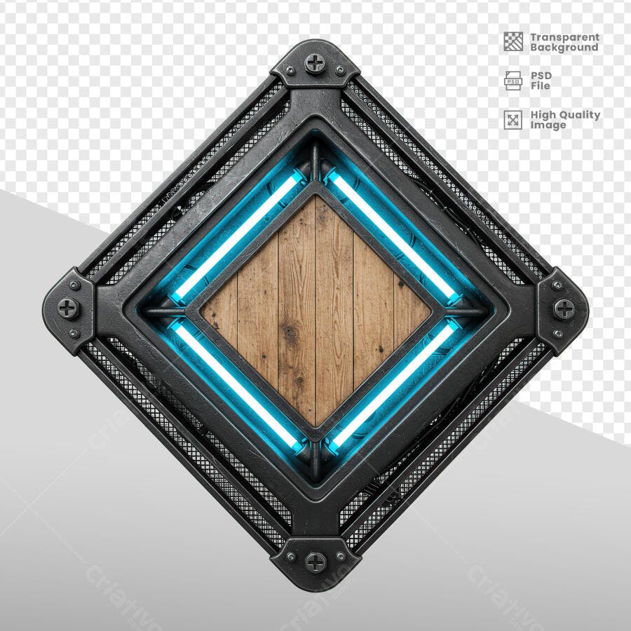 Moldura Metálica com Madeira PSD Editável