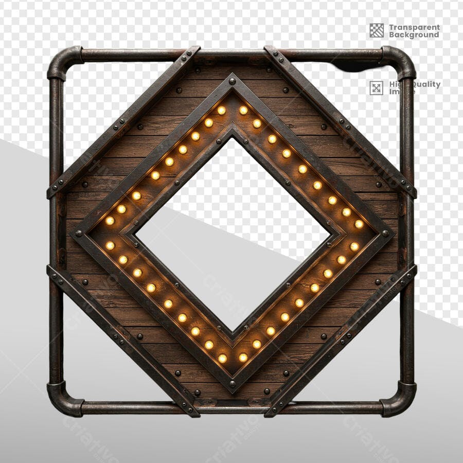 Moldura de Madeira com Luzes PSD Editável