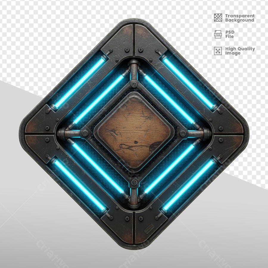 Botão Sci-Fi com Luzes Neon PSD Editável