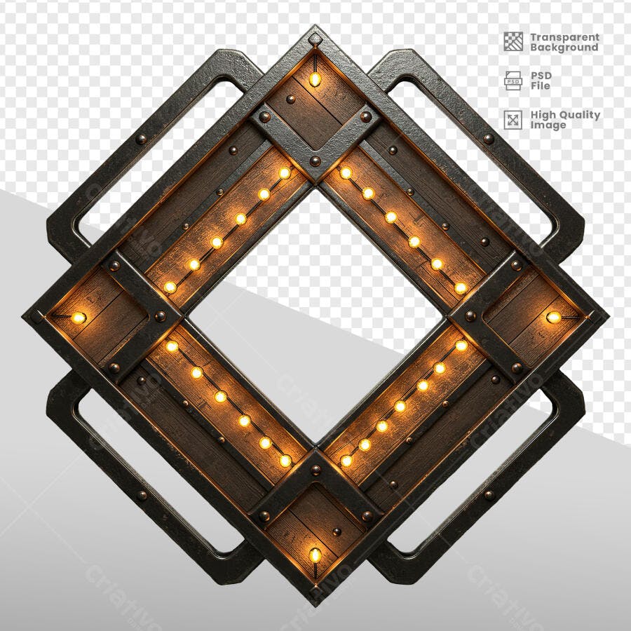 Moldura Diamante Vintage com Luzes Psd Editável