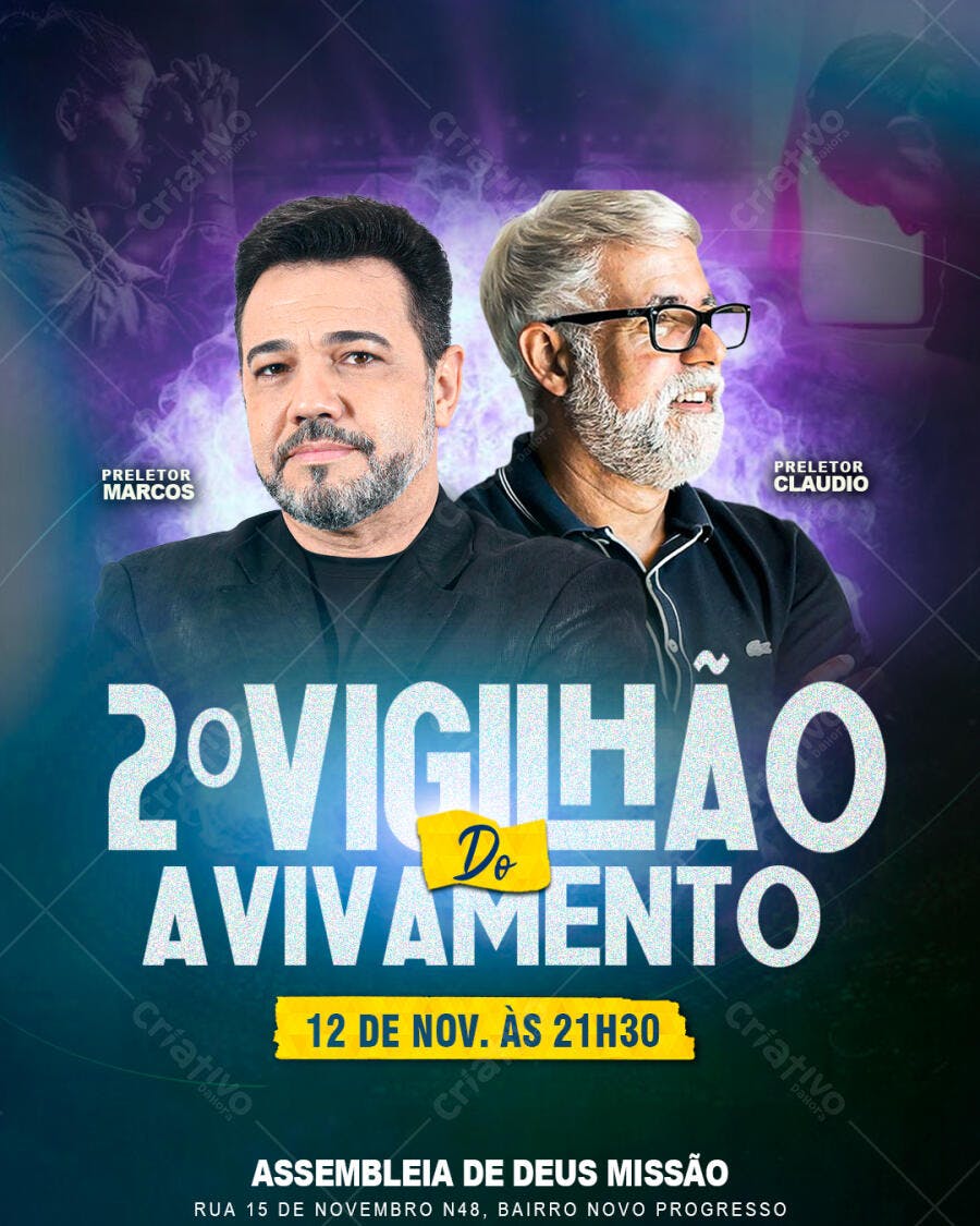 Flyer para Vigília de Avivamento PSD Editável