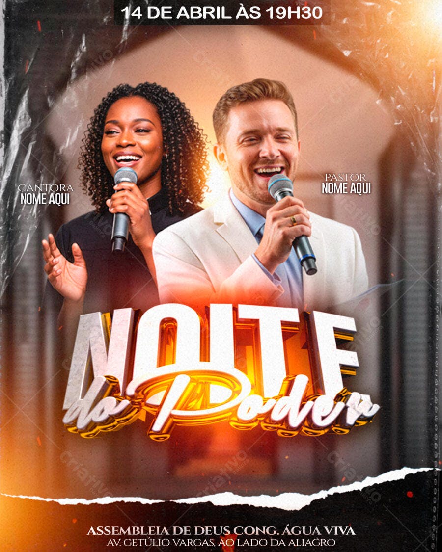 Flyer para Evento de Fé 14 de Abril PSD Editável