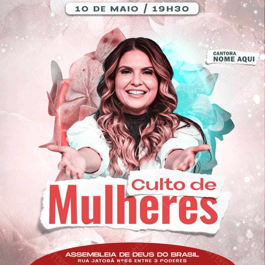 Flyer Culto de Mulheres 10 de Maio PSD Editável