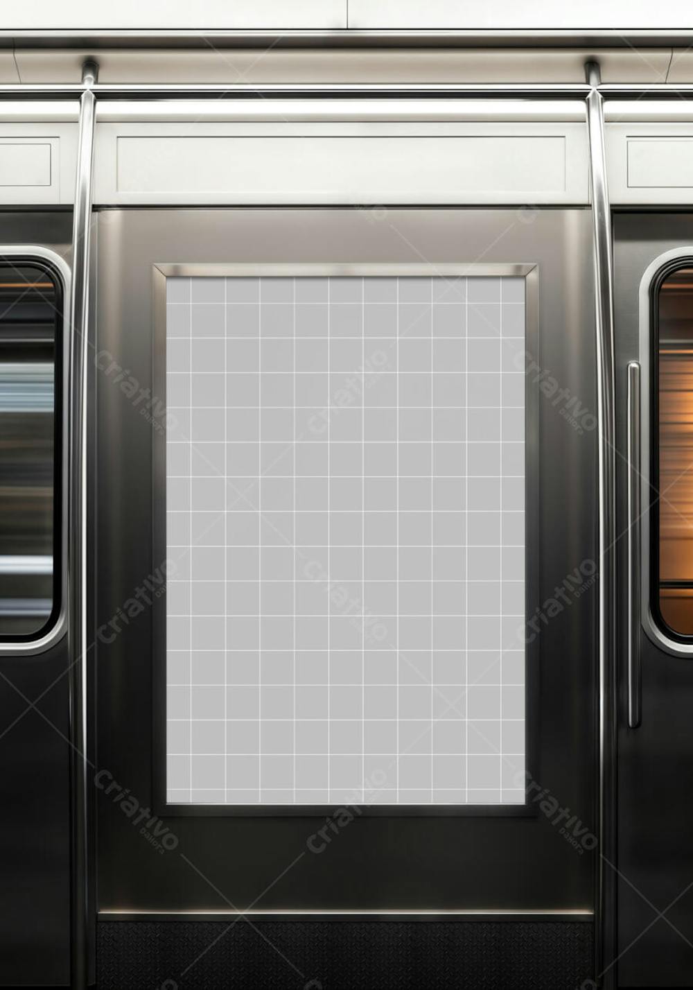 Anúncio publicitário em metrô PSD Mockup editável