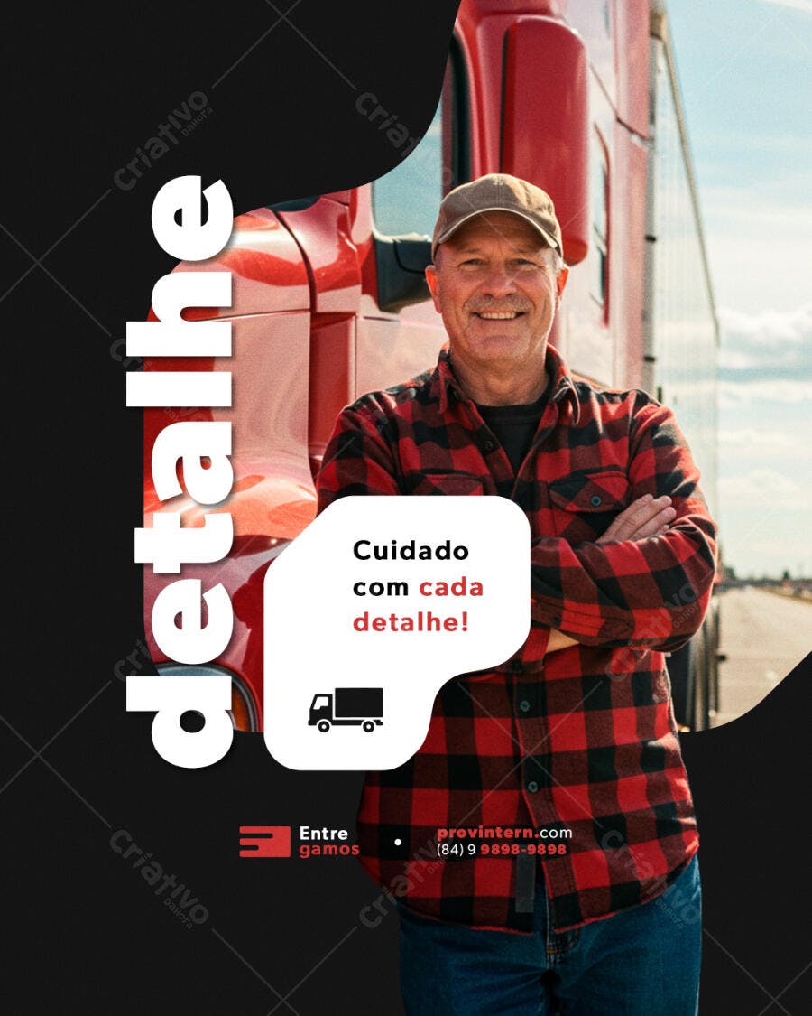 Post de Caminhoneiro PSD Editável