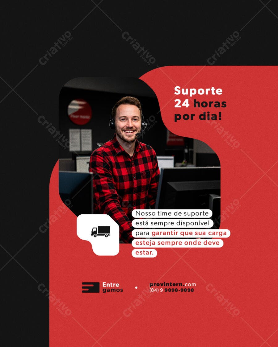 Postagem de Redes Sociais para Suporte 24h PSD Editável