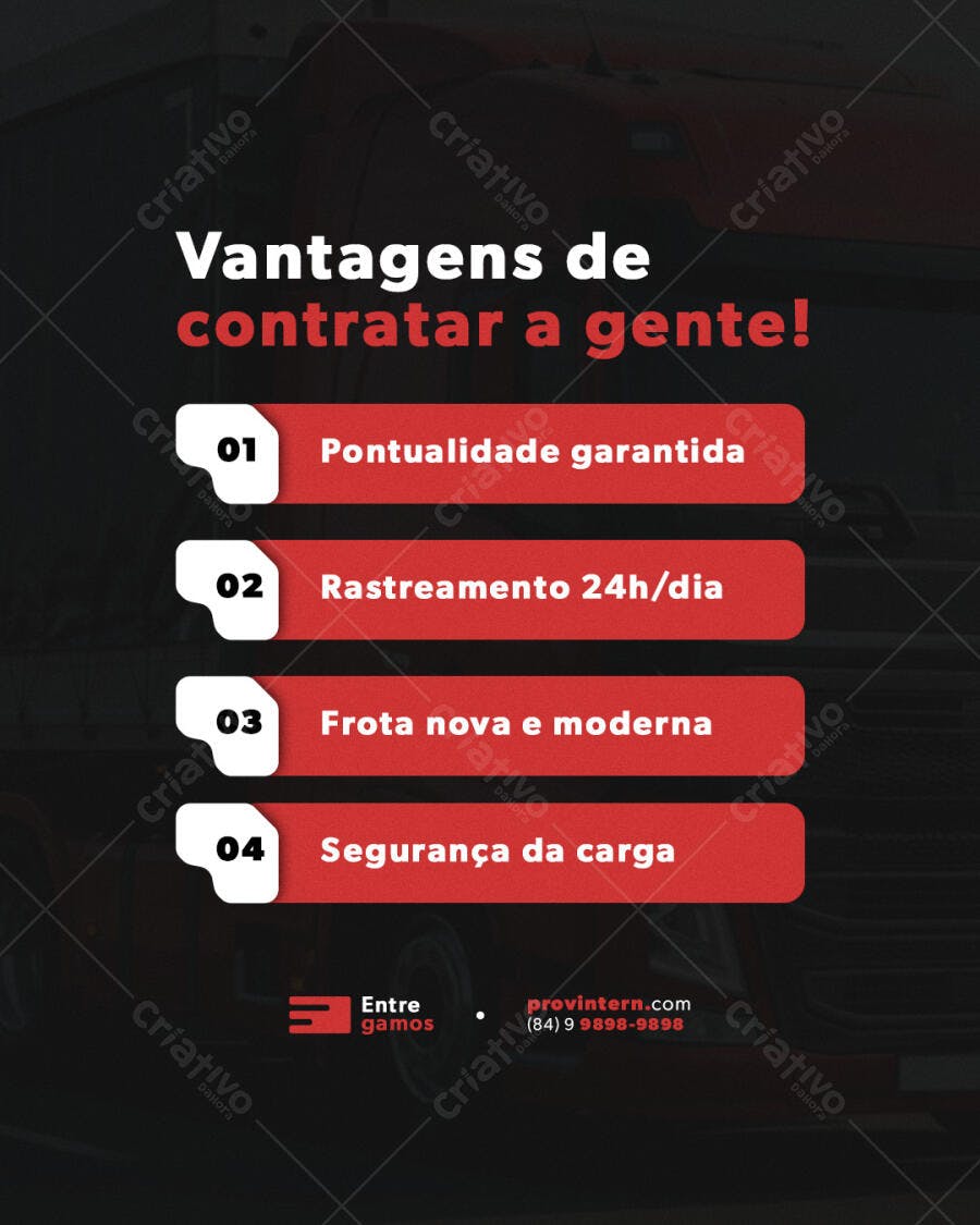 Postagem para Redes Sociais Empresa de Transportes PSD Editável