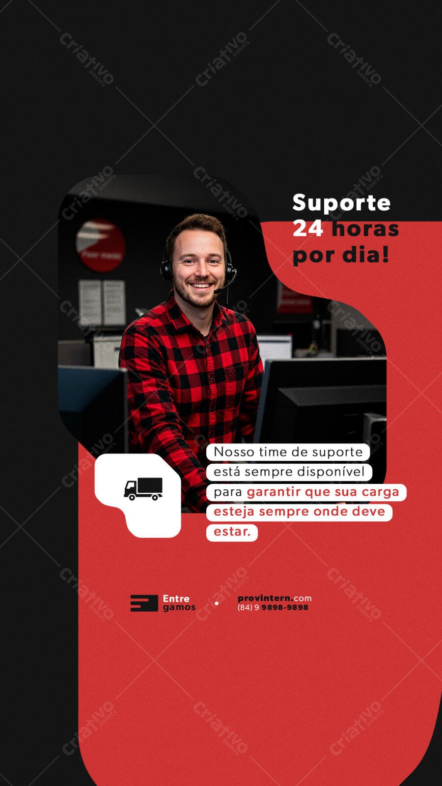Postagem de Mídias Sociais para Suporte 24/7 PSD Editável