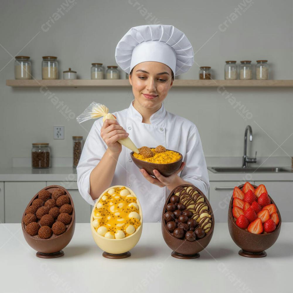 Mulher Confeiteira Fazendo Ovos de Páscoa