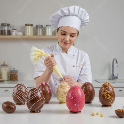 Mulher Confeiteira Preparando Mini Ovos de Páscoa
