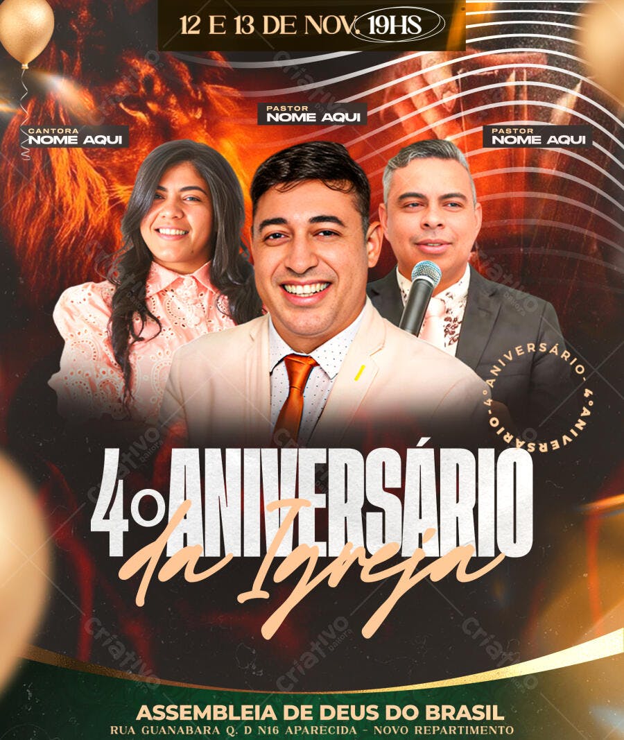Flyer 4º Aniversário Igreja PSD Editável