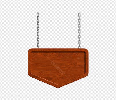 PLACA PENDURADA DE MADEIRA  COM CORRENTE 4-