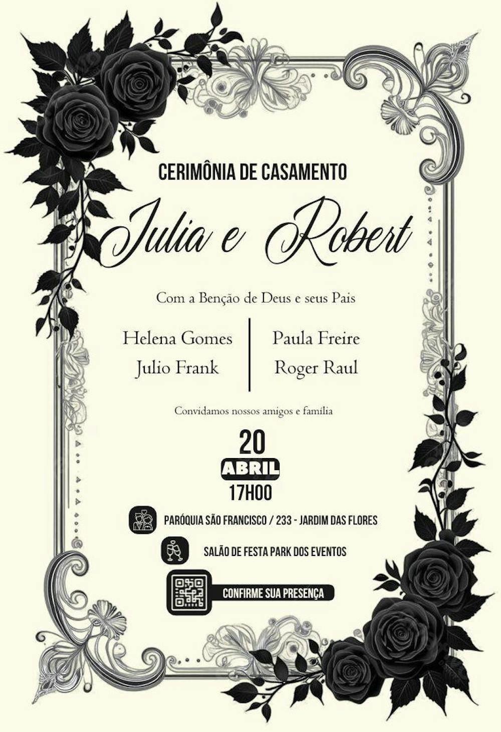Convite de Casamento Editável no Canva