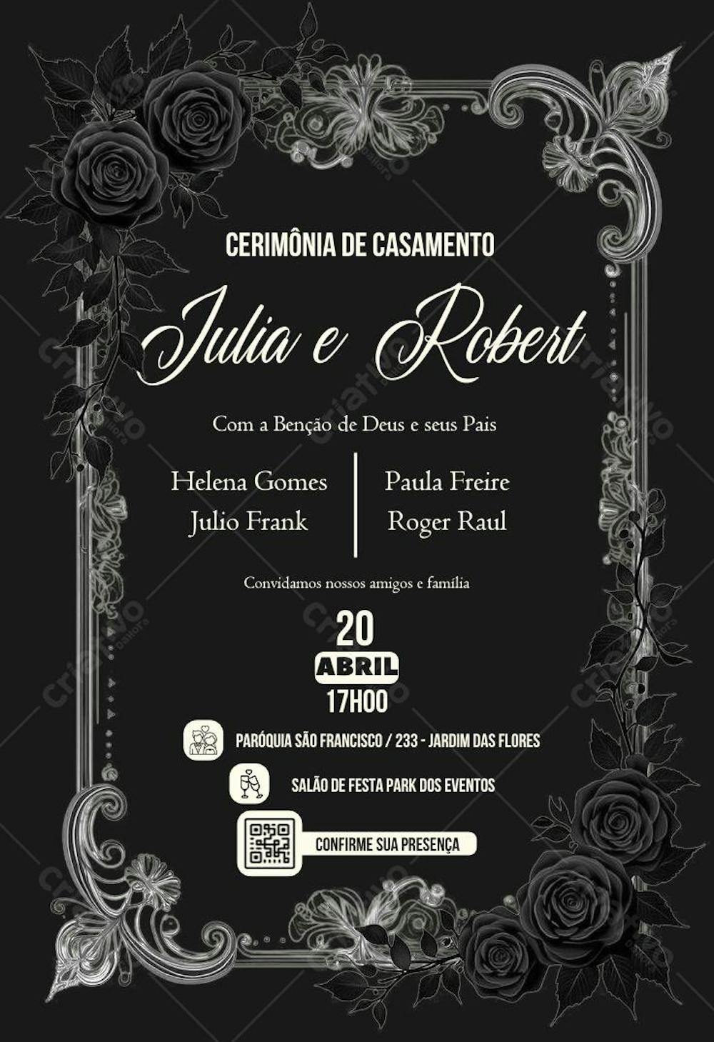 Convite de Casamento Editável no Canva