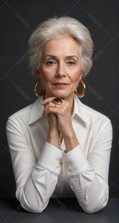 Mulher Grisalha em Ensaio Fotográfico