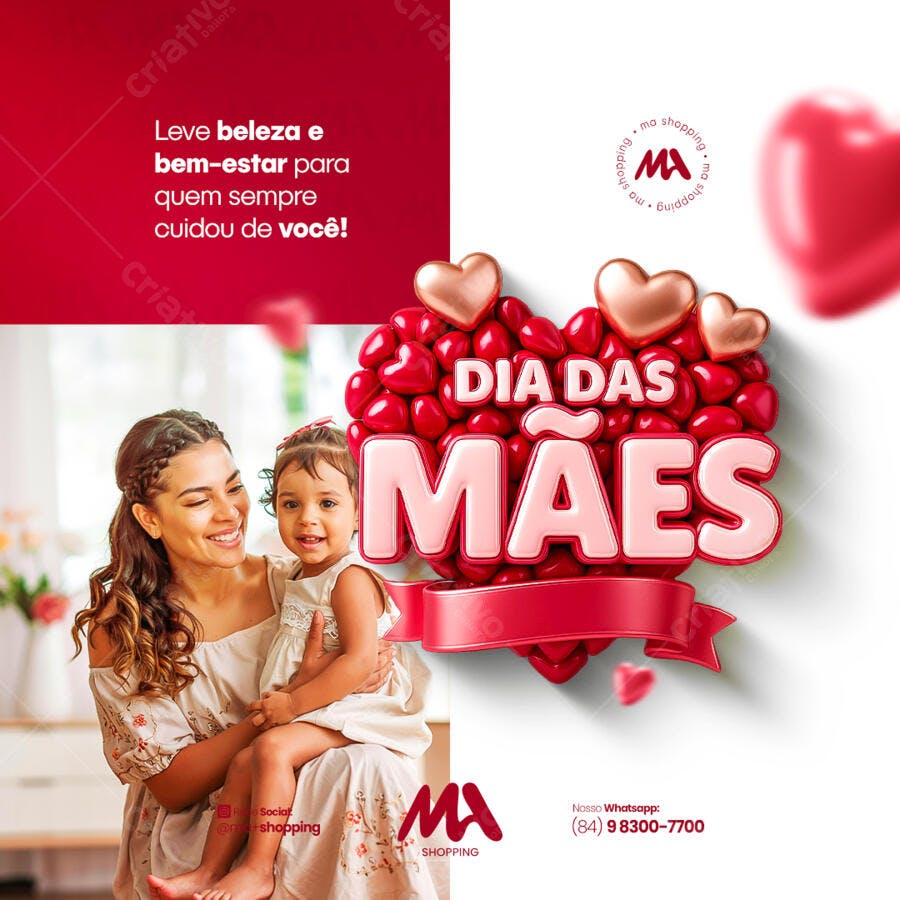 Post Dia das Mães com Mãe e Filha PSD Editável