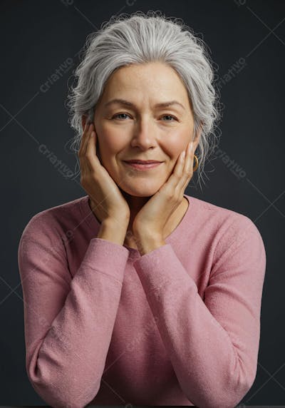 Mulher Madura Gentil em Foto de Estúdio