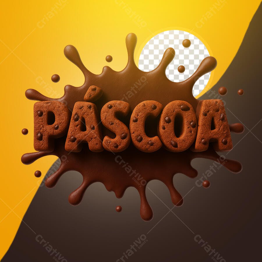 Selo 3D Páscoa em formato de biscoito marrom